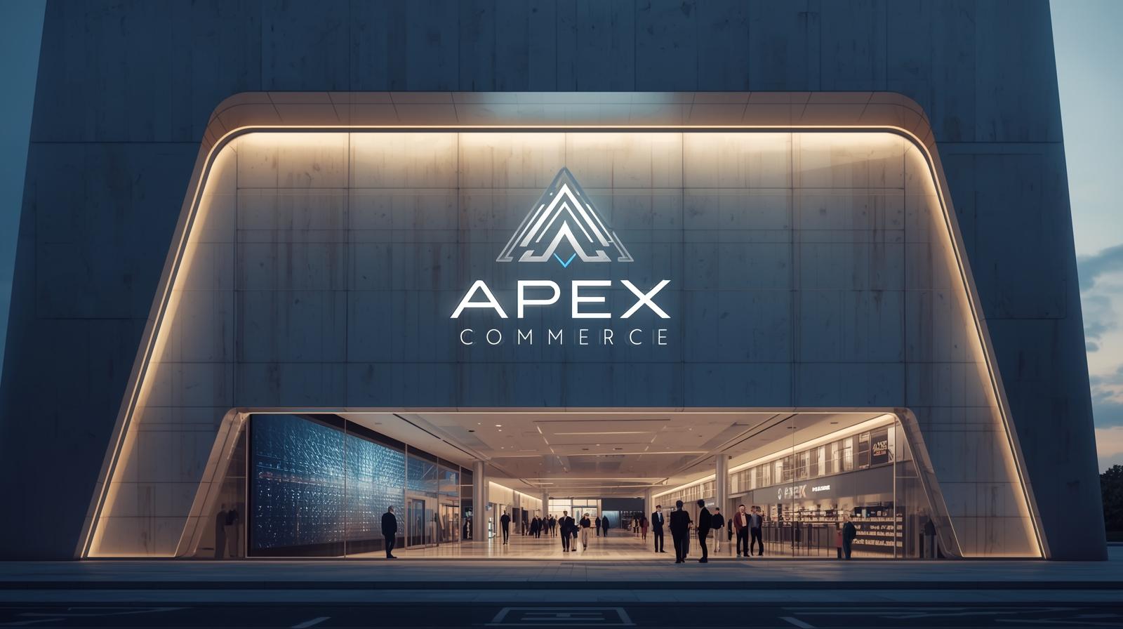 Apex commerce launching a future project related to Apex World Mall create a photo that shows Apex World Mall and name with apex commerce brand. (1)