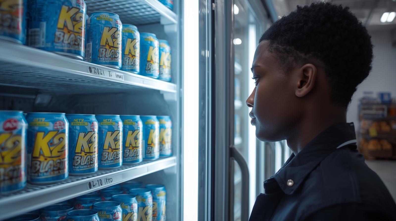 i need a picture for Warehouse & Logistics Solutions and attached picture show in freezer K2 Blast drink with black teen pack