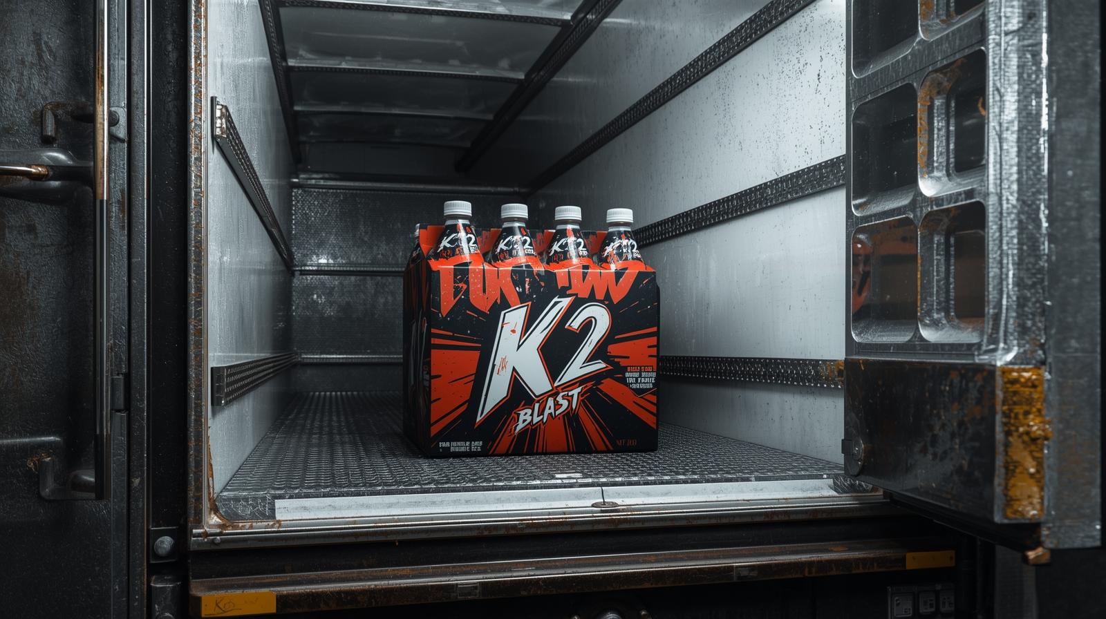 i need a picture for logistics truck images and attached picture show in freezer K2 Blast drink with black teen pack (1)