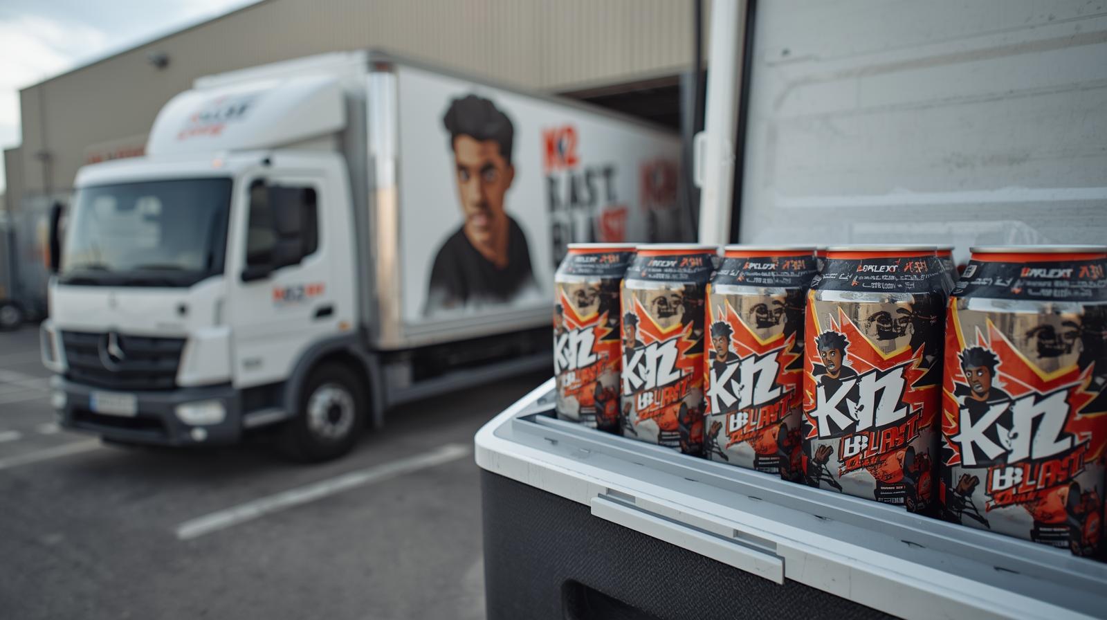 i need a picture for logistics truck images and attached picture show in freezer K2 Blast drink with black teen pack (2)