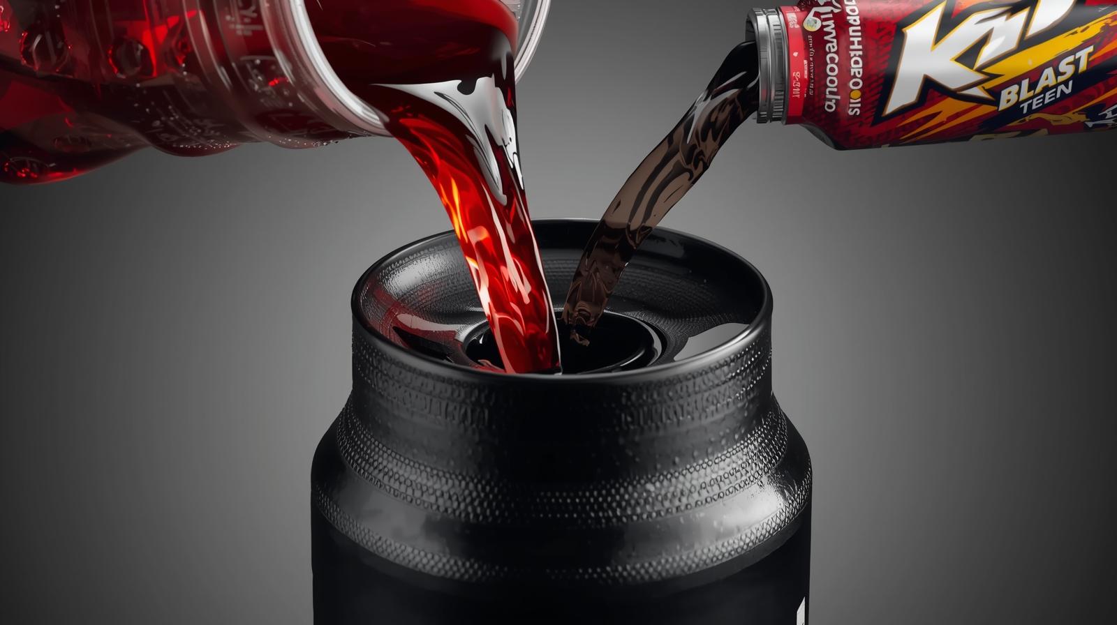 show filling of K2 Blast drink in teen pack with black color teen pack picture attached for reference (1)